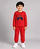 Palgrave Cotton Knit Full Sleeves ATV Printed Tee & Jogger Set - Red