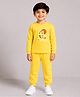 Palgrave Cotton Knit Full Sleeves Owl Printed Tee & Joggers Set - Yellow