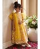 Bella Moda Woven Frill Sleeves Sequins Embellished Floral Designed Lehenga Choli With Dupatta Set - Yellow