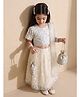 Bella Moda Woven Half Sleeves Sequins Embellished Floral Designed Lehenga Choli With Dupatta Set - Cream