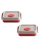 Jaypee Plus Squarewich Airtight Leakproof Sandwich Lunch Box Container 250x2 ml for School Kids with Ketchup Holder Ideal for Snacks and Meal Non Toxic Food Grade Keeps Food Fresh,Beige Red
