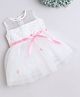Many frocks & Net Woven Sleeveless Floral Embroidered & Applique Detailed Dress - White