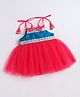 Many frocks & Net Woven Sleeveless Lace Embellished Dress - Pink & Blue