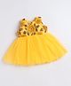 Many Frocks Net Woven Sleeveless Floral Embroidered Dress - Yellow