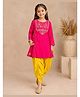 Bitiya By Bhama Cotton Woven Three Fourth Sleeves Floral Embroidered Kurti & Dhoti Set - Pink