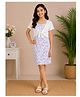 STH Knitted Knit Floral Printed Dress With Half Sleeves Shrug - Purple