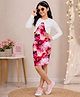 STH Knitted Knit Marble Printed Dress With Full Sleeves Shrug - Pink
