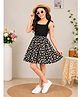 STH Knitted Knit Sleeveless Floral Printed Dress - Black