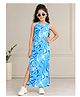 STH Knitted Knit Sleeveless Marble Pattern Printed Dress - Sky Blue