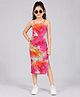 STH Knitted Knit Sleeveless Tie Dye Dress - Orange & Dark Pink