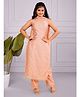 TeenTrums Chanderi Woven Sleeveless Floral Motif Designed Kurti Palazzo With Dupatta Set - Light Peach