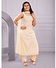 TeenTrums Chanderi Woven Sleeveless Floral Motif Designed Kurti Palazzo With Dupatta Set - Cream