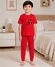 Palgrave Cotton Knit Half Sleeves Football Printed Tee & Pants Night Suit - Red