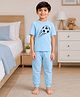 Palgrave Cotton Knit Half Sleeves Football Printed Tee & Pants Night Suit - Light Blue