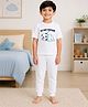 Palgrave Cotton Knit Half Sleeves Sleeping Panda Printed Tee & Pants Night Suit - White