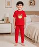 Palgrave Cotton Knit Half Sleeves Sweet Home Text Printed Tee & Pants Night Suit - Red