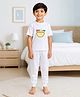 Palgrave Cotton Knit Half Sleeves Sweet Home Text Printed Tee & Pants Night Suit - White