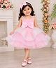 TINY MINY MEE Elastane Woven Sleeveless Sequins Embellished Bow Applique Detailed Layered Dress - Pink