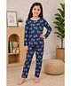 3PIN Cotton Knit Full Sleeves Bicycle Printed Coordinating Tee & Pants Set - Blue