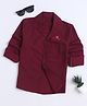 Fourfolds Cotton Blend Woven Full Sleeves Typography Embroidered Shirt - Maroon