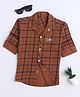 Fourfolds Cotton Blend Woven Full Sleeves Checked Shirt - Brown