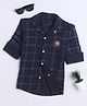 Fourfolds Cotton Blend Woven Full Sleeves Checked Shirt - Blue
