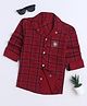 Fourfolds Cotton Blend Woven Full Sleeves Checked Shirt - Maroon