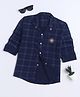 Fourfolds Cotton Blend Woven Full Sleeves Checked Shirt - Blue