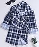 Fourfolds Cotton Blend Woven Full Sleeves Checked Shirt - Navy Blue & White