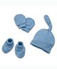 Cocoon Care Bamboo Knit Solid Cap Mittens & Booties Set - Blue - Circumference - 35.6 Cms