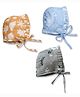 Cocoon Care Muslin Knit Pack Of 3 Floral & Sea Shells Printed Bonnet Caps - Multi Colour - Circumference - 35.6 Cms