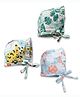 Cocoon Care Muslin Knit Pack Of 3 Leopard & Tropical Theme Printed Bonnet Caps - Multi Colour - Circumference - 35.6 Cms