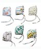 Cocoon Care Muslin Knit Pack Of 6 Floral Fruits & Leopard Printed Bonnet Caps - Multi Colour - Circumference - 35.6 Cms