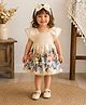 My Milestones Cotton Woven Frill Sleeves Floral Printed Dress - Beige