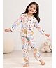 Playful Threads 100% Cotton Woven Full Sleeves Animal Penguins & Deer Printed Coordinating Shirt & Pajama Night Suit - Pink