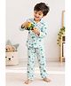Playful Threads 100% Cotton Woven Full Sleeves Elephant Printed Coordinating Shirt & Pajama Night Suit - Green