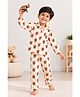 Playful Threads 100% Cotton Woven Full Sleeves Rajasthani Style Printed Coordinating Shirt & Pajama Night Suit - Cream