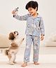Playful Threads 100% Cotton Woven Full Sleeves Animal Printed Coordinating Shirt & Pajama Night Suit - Grey
