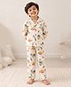Playful Threads 100% Cotton Woven Full Sleeves Turtle Printed Coordinating Shirt & Pajama Night Suit - Cream