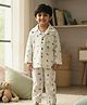 Playful Threads 100% Cotton Woven Full Sleeves Aeroplane Printed Coordinating Shirt & Pajama Night Suit - White