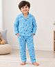 Playful Threads 100% Cotton Woven Full Sleeves Brids Printed Coordinating Shirt & Pajama Night Suit - Blue