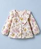 Babyhug 100% Dobby Cotton Woven Top With Full Sleeves And Floral Print - White