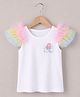 Bubble Berry Cotton Knit Sleeveless Frill Detailed & Mermaid Printed Top - White