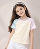 Bubble Berry Cotton Knit Half Raglan Sleeves Sweet Text Printed Tee - Light Yellow
