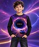 NUSYL Cotton Blend Knit Full Sleeves Youll Find A Way Text & Car Printed Tee - Black
