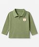 Doodle Poodle 100% Cotton Pique Knit T-Shirts with Full Sleeves and Bear Print in Dark Green for 6-9 Months
