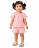 Bloomup Cotton Blend Knit Half Sleeves Floral Printed Coordinating Top & Shorts Set - Candy Pink