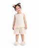 Bloomup Cotton Blend Knit Sleeveless Schiffli Embroidered Top & Shorts Set - Cream