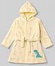 Doreme Terry Knit Full Sleeves Bath Robe With Dino Print - Light Yellow