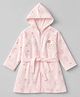 Doreme Full Sleeves Terry Knit Bath Robe With Bunny Print & Patch - Pink